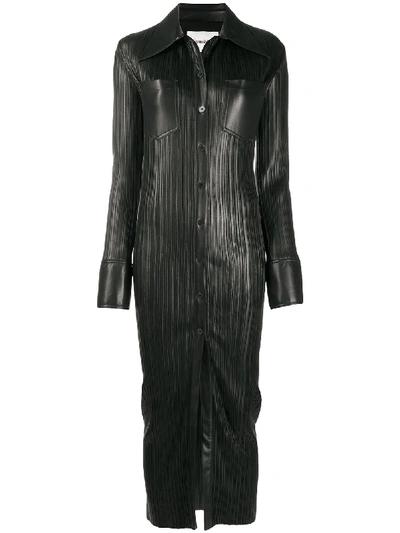 Nanushka Mittellanges 'pleat' Hemdkleid In Black