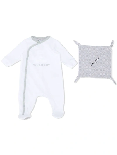 Givenchy Logo-print Two-tone Babygrow Set In White