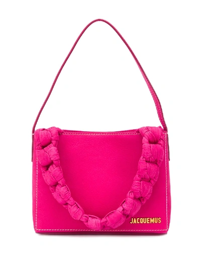 Jacquemus Braided-handle Tote Bag In Pink,fuchsia