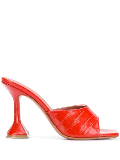 Amina Muaddi Lupita Slipper Sandals In Polished Red