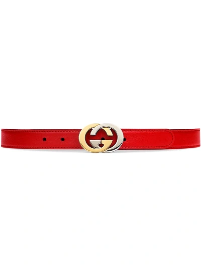 Gucci Kids' Gg 交扣环腰带 In Red