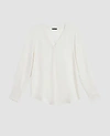 Ann Taylor Mixed Media Pleat Front Top In Winter White