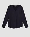 Ann Taylor Mixed Media Pleat Front Top In Black
