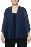 ALEX EVENINGS BELL SLEEVE CHIFFON COVER-UP JACKET,84701011