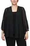 ALEX EVENINGS BELL SLEEVE CHIFFON COVER-UP JACKET,84701011