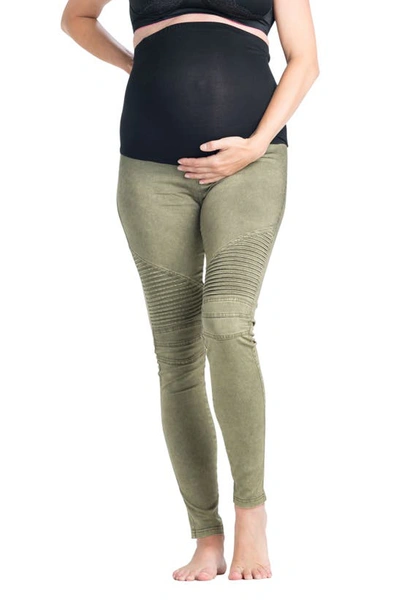 Preggo Leggings Moto Maternity Leggings In Green