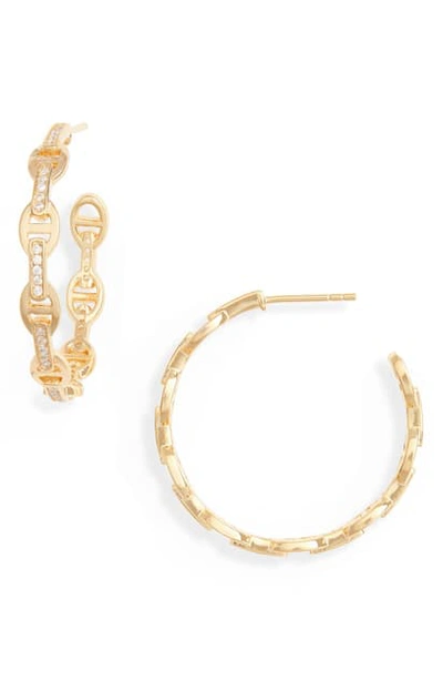 Adinas Jewels Link Hoop Earrings In Gold