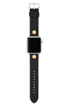 Tory Burch Leather Strap For Apple Watch, 38mm/40mm (nordstrom Exclusive) In Black