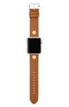 Tory Burch Leather Strap For Apple Watch, 38mm/40mm (nordstrom Exclusive) In Luggage