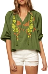 O'NEILL AVEN EMBROIDERED TIE NECK TOP,FA0404010
