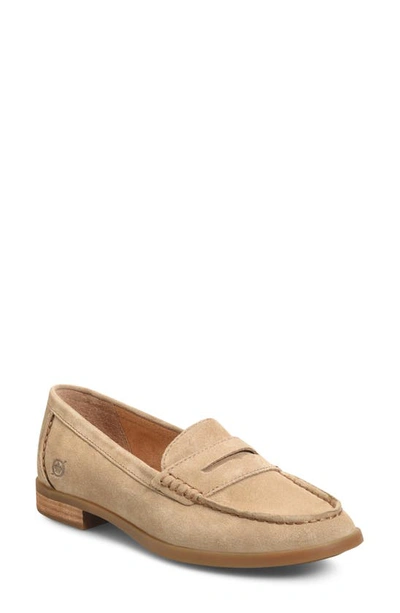 Born Bly Penny Loafer In Taupe Suede
