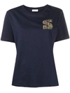 SANDRO CHECKED LOGO PATCH T-SHIRT