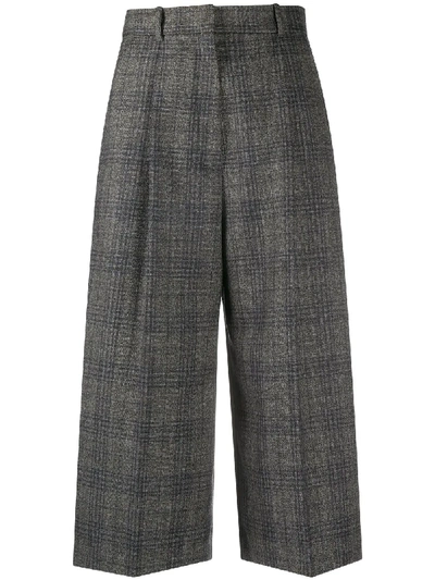 Sandro Anthe Wide Leg Cropped Plaid Pants In Anthracite