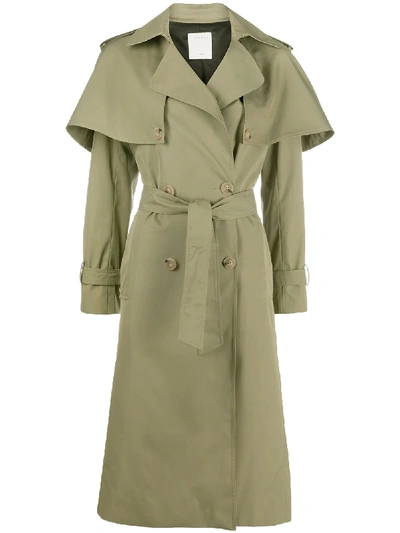 Sandro Double Breasted Coat In Green