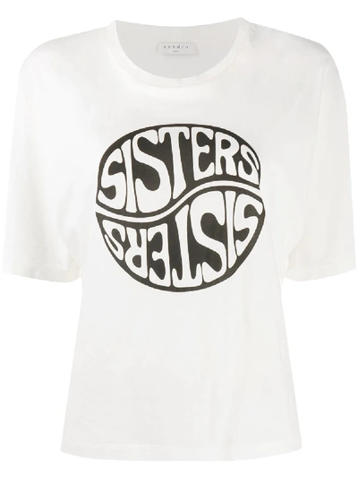 Sandro Sisters Print T-shirt In White