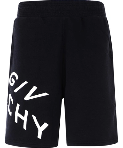 Givenchy Black Embroidered Refracted Logo Shorts