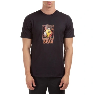 Neil Barrett Men's Short Sleeve T-shirt Crew Neckline Jumper Kung Fu Bear In Black,red,yellow