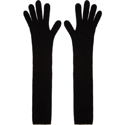 Gucci Pointelle-knit Cotton-blend Gloves In Black