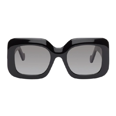 Loewe Black Oversized Square Sunglasses In 01b Black