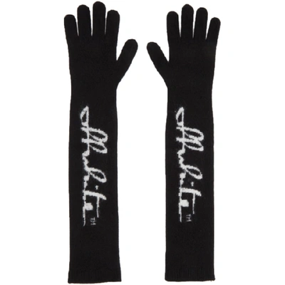 Off-white Logo-print Gloves In Black