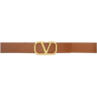 Valentino Garavani V Logo Buckle Belt In Brown