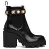 Gucci Leather Ankle Boot With Belt In 1000 Black