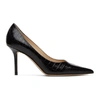 Jimmy Choo Love 85 Croc-effect Leather Pumps In Black