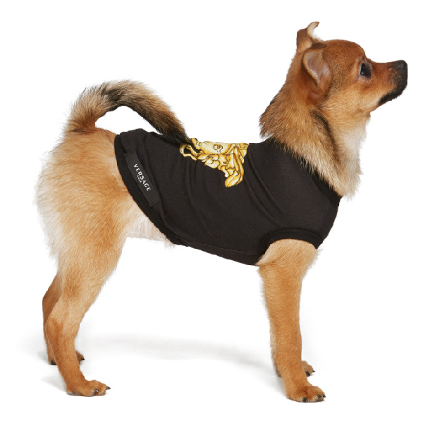 Versace Black Medusa Dog Tshirt In Black S 6" Neck X 12" Chest X 9