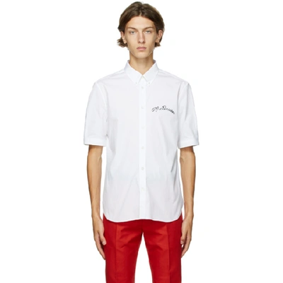 Alexander Mcqueen Embroidered Logo Short-sleeved Shirt In 9000 White