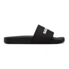 Balenciaga Signature Leather Slides In Black