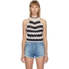 GUCCI Off-White & Blue Crochet Halter Tank Top