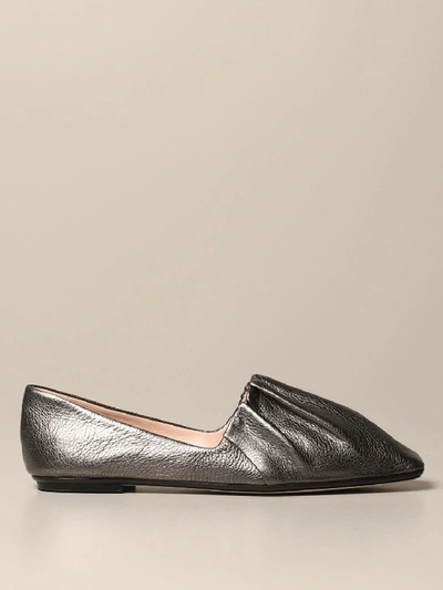 Rodo Pleated Leather Loafers In Lead