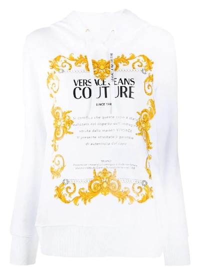 Versace Jeans Couture Framed Certificate-print Hoodie In White