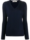 ODEEH RIBBED KNIT V-NECK JUMPER