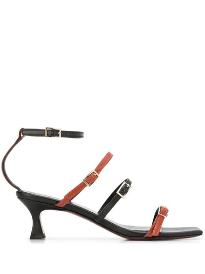 Manu Atelier Multi-strap Heeled Sandals In Dark Red,multi