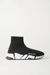 Balenciaga Speed 2.0 Logo-print Glittered Stretch-knit High-top Sneakers In Black