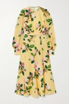 ANDREW GN FLORAL-PRINT SILK CREPE DE CHINE MIDI DRESS