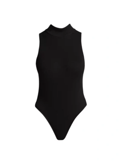 Re/done Women's '60s Mockneck Bodysuit In Black