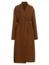 The Row Malika Wool-blend Long Belted Coat In Saddle Brown