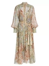 ZIMMERMANN Lucky Bound Puff-Sleeve Floral Silk Midi Dress