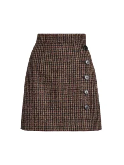 Dolce & Gabbana Button Detail Check Miniskirt In Multicolor