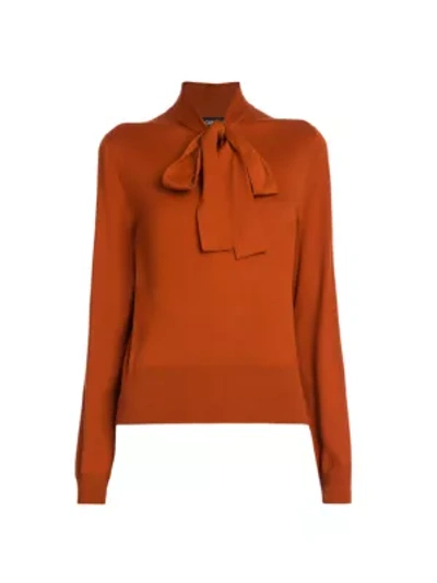 Dolce & Gabbana Pussy-bow Fastening Knitted Top In Dark Orange