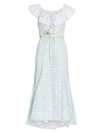 Rosie Assoulin Peter Pan Collared Midi Dress In Mini Blue Flower