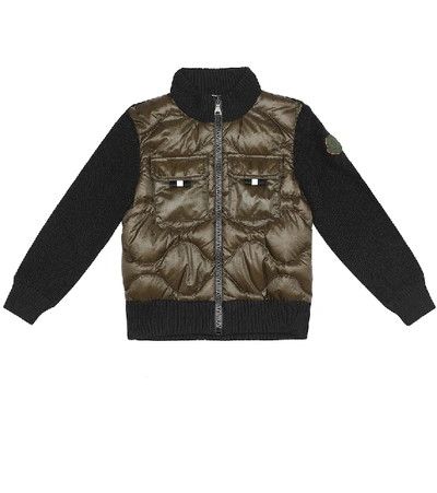 Moncler Kids' Down And Wool-blend Jacket In Green