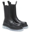 Bottega Veneta Tire Rubber-trimmed Leather Chelsea Boots In Black