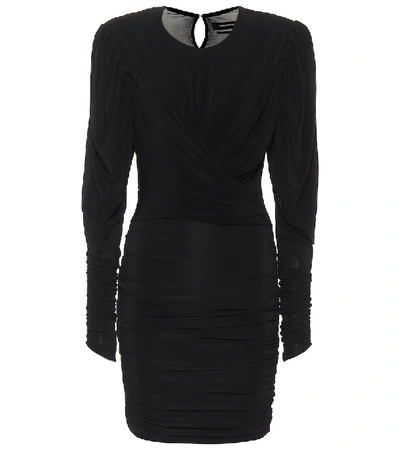 Isabel Marant Ruched Long Sleeve Jersey Minidress In Black