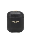 SAINT LAURENT LEATHER AIRPODS CASE,P00483616