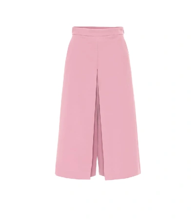 Gucci High-rise Wide Silk-blend Trousers In Pink