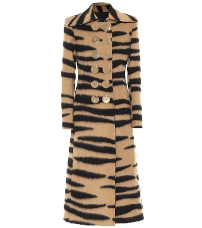 Rabanne Double-breasted Tiger-striped Wool-blend Coat In Black