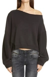 R13 PATTI WIDE NECK CROP SWEATSHIRT,R13W3848-01